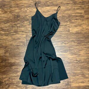 The Drop Black Silky Midi Slip Dress – Size S
